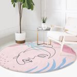 - RealHomes Dijital Baskılı Kaymaz Tabanlı Comfort Yuvarlak Halı - Realhomes  Bohem Silüet Motifli Dijital Baskılı Pembe Salon ve Oturma Odası Yıkanabilir Kaymaz Tabanlı Yuvarlak Halı Realhomes