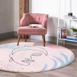 - RealHomes Dijital Baskılı Kaymaz Tabanlı Comfort Yuvarlak Halı - Realhomes  Bohem Silüet Motifli Dijital Baskılı Pembe Salon ve Oturma Odası Yıkanabilir Kaymaz Tabanlı Yuvarlak Halı Realhomes