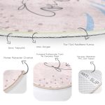 - RealHomes Dijital Baskılı Kaymaz Tabanlı Comfort Yuvarlak Halı - Realhomes  Bohem Silüet Motifli Dijital Baskılı Pembe Salon ve Oturma Odası Yıkanabilir Kaymaz Tabanlı Yuvarlak Halı Realhomes