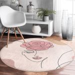 - RealHomes Dijital Baskılı Kaymaz Tabanlı Comfort Yuvarlak Halı - Realhomes Realhomes Bohemian Özel Tasarım Pembe Salon ve Oturma Odası Yıkanabilir Kaymaz Tabanlı Yuvarlak Halı Realhomes