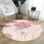 - RealHomes Dijital Baskılı Kaymaz Tabanlı Comfort Yuvarlak Halı - Realhomes Realhomes Bohemian Özel Tasarım Pembe Salon ve Oturma Odası Yıkanabilir Kaymaz Tabanlı Yuvarlak Halı Realhomes