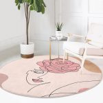 - RealHomes Dijital Baskılı Kaymaz Tabanlı Comfort Yuvarlak Halı - Realhomes Realhomes Bohemian Özel Tasarım Pembe Salon ve Oturma Odası Yıkanabilir Kaymaz Tabanlı Yuvarlak Halı Realhomes