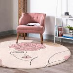 - RealHomes Dijital Baskılı Kaymaz Tabanlı Comfort Yuvarlak Halı - Realhomes Realhomes Bohemian Özel Tasarım Pembe Salon ve Oturma Odası Yıkanabilir Kaymaz Tabanlı Yuvarlak Halı Realhomes