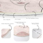 - RealHomes Dijital Baskılı Kaymaz Tabanlı Comfort Yuvarlak Halı - Realhomes Realhomes Bohemian Özel Tasarım Pembe Salon ve Oturma Odası Yıkanabilir Kaymaz Tabanlı Yuvarlak Halı Realhomes