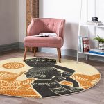 - RealHomes Dijital Baskılı Kaymaz Tabanlı Comfort Yuvarlak Halı - Realhomes Başında Vazo Taşıyan Etnik Afrika Desenli Modern Turuncu Outdoor Yıkanabilir Kaymaz Tabanlı Yuvarlak Halı Realhomes