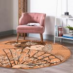 - RealHomes Dijital Baskılı Kaymaz Tabanlı Comfort Yuvarlak Halı - Realhomes Koyu Buğday Zeminli Masum Şaman Kadın Modern Turuncu Outdoor Yıkanabilir Kaymaz Tabanlı Yuvarlak Halı Realhomes