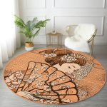 - RealHomes Dijital Baskılı Kaymaz Tabanlı Comfort Yuvarlak Halı - Realhomes Koyu Buğday Zeminli Masum Şaman Kadın Modern Turuncu Outdoor Yıkanabilir Kaymaz Tabanlı Yuvarlak Halı Realhomes