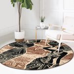 - RealHomes Dijital Baskılı Kaymaz Tabanlı Comfort Yuvarlak Halı - Realhomes Etnik Desen Zeminli Afrika Kadın Motifli Kahverengi Outdoor Yıkanabilir Kaymaz Tabanlı Yuvarlak Halı Realhomes