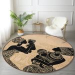 - RealHomes Dijital Baskılı Kaymaz Tabanlı Comfort Yuvarlak Halı - Realhomes Etnik Desen Zeminli Bebekli Afrika Kadın Motifli Modern Kahverengi Outdoor Yıkanabilir Kaymaz Tabanlı Yuvarlak Halı Realhomes