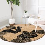 - RealHomes Dijital Baskılı Kaymaz Tabanlı Comfort Yuvarlak Halı - Realhomes Etnik Desen Zeminli Bebekli Afrika Kadın Motifli Modern Kahverengi Outdoor Yıkanabilir Kaymaz Tabanlı Yuvarlak Halı Realhomes