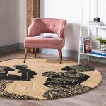 - RealHomes Dijital Baskılı Kaymaz Tabanlı Comfort Yuvarlak Halı - Realhomes Etnik Desen Zeminli Bebekli Afrika Kadın Motifli Modern Kahverengi Outdoor Yıkanabilir Kaymaz Tabanlı Yuvarlak Halı Realhomes