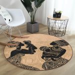 - RealHomes Dijital Baskılı Kaymaz Tabanlı Comfort Yuvarlak Halı - Realhomes Etnik Desen Zeminli Bebekli Afrika Kadın Motifli Modern Kahverengi Outdoor Yıkanabilir Kaymaz Tabanlı Yuvarlak Halı Realhomes