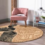 - RealHomes Dijital Baskılı Kaymaz Tabanlı Comfort Yuvarlak Halı - Realhomes  Etnik Desen Zeminli Afrika Kadın Motifli Kahverengi Outdoor Yıkanabilir Kaymaz Tabanlı Yuvarlak Halı Realhomes