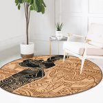 - RealHomes Dijital Baskılı Kaymaz Tabanlı Comfort Yuvarlak Halı - Realhomes  Etnik Desen Zeminli Afrika Kadın Motifli Kahverengi Outdoor Yıkanabilir Kaymaz Tabanlı Yuvarlak Halı Realhomes