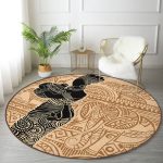 - RealHomes Dijital Baskılı Kaymaz Tabanlı Comfort Yuvarlak Halı - Realhomes  Etnik Desen Zeminli Afrika Kadın Motifli Kahverengi Outdoor Yıkanabilir Kaymaz Tabanlı Yuvarlak Halı Realhomes