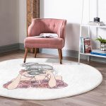 - RealHomes Dijital Baskılı Kaymaz Tabanlı Comfort Yuvarlak Halı - Realhomes  Fashion Girl Dijital Baskılı Modern Krem Çocuk ve Genç Odası Yıkanabilir Kaymaz Tabanlı Yuvarlak Halı Realhomes