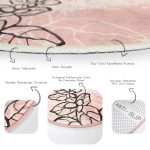 - RealHomes Dijital Baskılı Kaymaz Tabanlı Comfort Yuvarlak Halı - Realhomes  Realhomes Bohem Motifli Soft Tasarımlı Pembe Salon ve Oturma Odası Yıkanabilir Kaymaz Tabanlı Yuvarlak Halı Realhomes