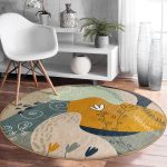 - RealHomes Dijital Baskılı Kaymaz Tabanlı Comfort Yuvarlak Halı - Realhomes  Pembe Zeminli Çiçek Detaylı Özel Tasarım Renkli Salon ve Oturma Odası Yıkanabilir Kaymaz Tabanlı Yuvarlak Halı Realhomes