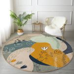 - RealHomes Dijital Baskılı Kaymaz Tabanlı Comfort Yuvarlak Halı - Realhomes  Pembe Zeminli Çiçek Detaylı Özel Tasarım Renkli Salon ve Oturma Odası Yıkanabilir Kaymaz Tabanlı Yuvarlak Halı Realhomes