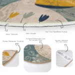 - RealHomes Dijital Baskılı Kaymaz Tabanlı Comfort Yuvarlak Halı - Realhomes  Pembe Zeminli Çiçek Detaylı Özel Tasarım Renkli Salon ve Oturma Odası Yıkanabilir Kaymaz Tabanlı Yuvarlak Halı Realhomes