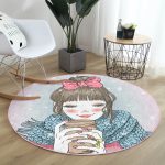 - RealHomes Dijital Baskılı Kaymaz Tabanlı Comfort Yuvarlak Halı - Realhomes  Fashion Girl Dijital Baskılı Modern Pembe Çocuk ve Genç Odası Yıkanabilir Kaymaz Tabanlı Yuvarlak Halı Realhomes