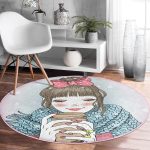 - RealHomes Dijital Baskılı Kaymaz Tabanlı Comfort Yuvarlak Halı - Realhomes  Fashion Girl Dijital Baskılı Modern Pembe Çocuk ve Genç Odası Yıkanabilir Kaymaz Tabanlı Yuvarlak Halı Realhomes