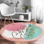 Realhomes Bohemian Özel Tasarım Pembe Banyo Yıkanabilir Kaymaz Tabanlı Yuvarlak Kadife Halı Realhomes