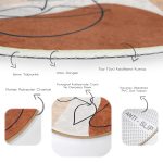 - RealHomes Dijital Baskılı Kaymaz Tabanlı Comfort Yuvarlak Halı - Realhomes  Realhomes Bohemian Özel Tasarım Turuncu Salon ve Oturma Odası Yıkanabilir Kaymaz Tabanlı Yuvarlak Halı Realhomes