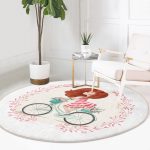 - RealHomes Dijital Baskılı Kaymaz Tabanlı Comfort Yuvarlak Halı - Realhomes Modern Bisiklet Desenli Dijital Baskılı Krem Çocuk ve Genç Odası Yıkanabilir Kaymaz Tabanlı Yuvarlak Halı Realhomes