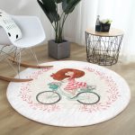 - RealHomes Dijital Baskılı Kaymaz Tabanlı Comfort Yuvarlak Halı - Realhomes Modern Bisiklet Desenli Dijital Baskılı Krem Çocuk ve Genç Odası Yıkanabilir Kaymaz Tabanlı Yuvarlak Halı Realhomes