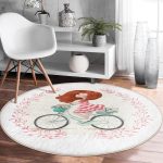 - RealHomes Dijital Baskılı Kaymaz Tabanlı Comfort Yuvarlak Halı - Realhomes Modern Bisiklet Desenli Dijital Baskılı Krem Çocuk ve Genç Odası Yıkanabilir Kaymaz Tabanlı Yuvarlak Halı Realhomes