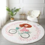 - RealHomes Dijital Baskılı Kaymaz Tabanlı Comfort Yuvarlak Halı - Realhomes Modern Bisiklet Desenli Dijital Baskılı Krem Çocuk ve Genç Odası Yıkanabilir Kaymaz Tabanlı Yuvarlak Halı Realhomes