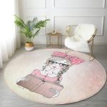 - RealHomes Dijital Baskılı Kaymaz Tabanlı Comfort Yuvarlak Halı - Realhomes  Realhomes Fashion Girl Dijital Baskılı Modern Pembe Ofis Yıkanabilir Kaymaz Tabanlı Yuvarlak Kadife Halı Realhomes