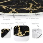 - RealHomes Dijital Baskılı Kaymaz Tabanlı Comfort Yuvarlak Halı - Realhomes  Koyu Zeminde Altın Rengi Mermer Desenli Dijital Baskılı Siyah Salon ve Oturma Odası Yıkanabilir Kaymaz Tabanlı Yuvarlak Halı Realhomes