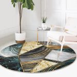 - RealHomes Dijital Baskılı Kaymaz Tabanlı Comfort Yuvarlak Halı - Realhomes  Geometrik Mermer Motifli Dijital Baskılı Siyah Koridor ve Antre Yıkanabilir Kaymaz Tabanlı Yuvarlak Halı Realhomes