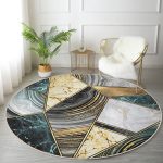 - RealHomes Dijital Baskılı Kaymaz Tabanlı Comfort Yuvarlak Halı - Realhomes  Geometrik Mermer Motifli Dijital Baskılı Siyah Koridor ve Antre Yıkanabilir Kaymaz Tabanlı Yuvarlak Halı Realhomes