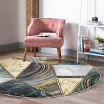 - RealHomes Dijital Baskılı Kaymaz Tabanlı Comfort Yuvarlak Halı - Realhomes  Geometrik Mermer Motifli Dijital Baskılı Siyah Koridor ve Antre Yıkanabilir Kaymaz Tabanlı Yuvarlak Halı Realhomes