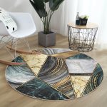 - RealHomes Dijital Baskılı Kaymaz Tabanlı Comfort Yuvarlak Halı - Realhomes  Geometrik Mermer Motifli Dijital Baskılı Siyah Koridor ve Antre Yıkanabilir Kaymaz Tabanlı Yuvarlak Halı Realhomes