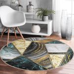 - RealHomes Dijital Baskılı Kaymaz Tabanlı Comfort Yuvarlak Halı - Realhomes  Geometrik Mermer Motifli Dijital Baskılı Siyah Koridor ve Antre Yıkanabilir Kaymaz Tabanlı Yuvarlak Halı Realhomes