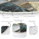 - RealHomes Dijital Baskılı Kaymaz Tabanlı Comfort Yuvarlak Halı - Realhomes  Geometrik Mermer Motifli Dijital Baskılı Siyah Koridor ve Antre Yıkanabilir Kaymaz Tabanlı Yuvarlak Halı Realhomes