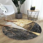 - RealHomes Dijital Baskılı Kaymaz Tabanlı Comfort Yuvarlak Halı - Realhomes  Realhomes Geometrik Mermer Tasarımlı Siyah Koridor ve Antre Yıkanabilir Kaymaz Tabanlı Yuvarlak Kadife Halı Realhomes