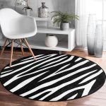 - RealHomes Dijital Baskılı Kaymaz Tabanlı Comfort Yuvarlak Halı - Realhomes Zebra Derisi Desenli Dijital Baskılı Modern Siyah Salon ve Oturma Odası Yıkanabilir Kaymaz Tabanlı Yuvarlak Halı Realhomes