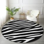 - RealHomes Dijital Baskılı Kaymaz Tabanlı Comfort Yuvarlak Halı - Realhomes Zebra Derisi Desenli Dijital Baskılı Modern Siyah Salon ve Oturma Odası Yıkanabilir Kaymaz Tabanlı Yuvarlak Halı Realhomes