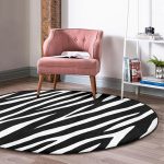 - RealHomes Dijital Baskılı Kaymaz Tabanlı Comfort Yuvarlak Halı - Realhomes Zebra Derisi Desenli Dijital Baskılı Modern Siyah Salon ve Oturma Odası Yıkanabilir Kaymaz Tabanlı Yuvarlak Halı Realhomes