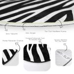 - RealHomes Dijital Baskılı Kaymaz Tabanlı Comfort Yuvarlak Halı - Realhomes Zebra Derisi Desenli Dijital Baskılı Modern Siyah Salon ve Oturma Odası Yıkanabilir Kaymaz Tabanlı Yuvarlak Halı Realhomes