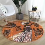 - RealHomes Dijital Baskılı Kaymaz Tabanlı Comfort Yuvarlak Halı - Realhomes Siyahi African Özel Tasarımlı Etnik Turuncu Salon ve Oturma Odası Yıkanabilir Kaymaz Tabanlı Yuvarlak Halı Realhomes