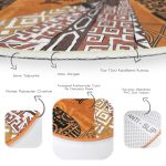 - RealHomes Dijital Baskılı Kaymaz Tabanlı Comfort Yuvarlak Halı - Realhomes Siyahi African Özel Tasarımlı Etnik Turuncu Salon ve Oturma Odası Yıkanabilir Kaymaz Tabanlı Yuvarlak Halı Realhomes