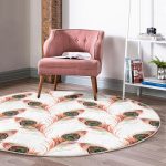 - RealHomes Dijital Baskılı Kaymaz Tabanlı Comfort Yuvarlak Halı - Realhomes Realhomes Nazar Bocuğu Temalı Tüy Tasarımlı Turuncu Mutfak Yıkanabilir Kaymaz Tabanlı Yuvarlak Kadife Halı Realhomes