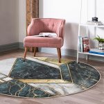 - RealHomes Dijital Baskılı Kaymaz Tabanlı Comfort Yuvarlak Halı - Realhomes  Geometrik Şekilli Mermer Tasarımı Dijital Baskılı Gold Salon ve Oturma Odası Yıkanabilir Kaymaz Tabanlı Yuvarlak Halı Realhomes