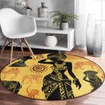 - RealHomes Dijital Baskılı Kaymaz Tabanlı Comfort Yuvarlak Halı - Realhomes  Etnik Motifli Afrikan Tasarımlı Renkli Salon ve Oturma Odası Yıkanabilir Kaymaz Tabanlı Yuvarlak Halı Realhomes